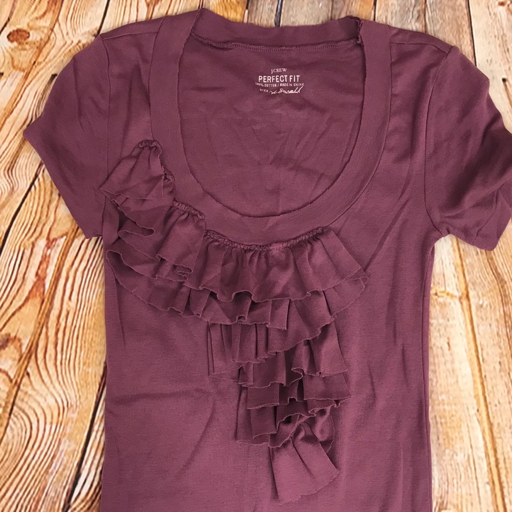 J CREW PERFECT FIT RUFFLE TEE - Picture 2 of 4